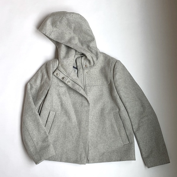 J. Crew Jackets & Blazers - J Crew Melton Wool short zipper coat. Light Heathered Grey. Petite Size 4.